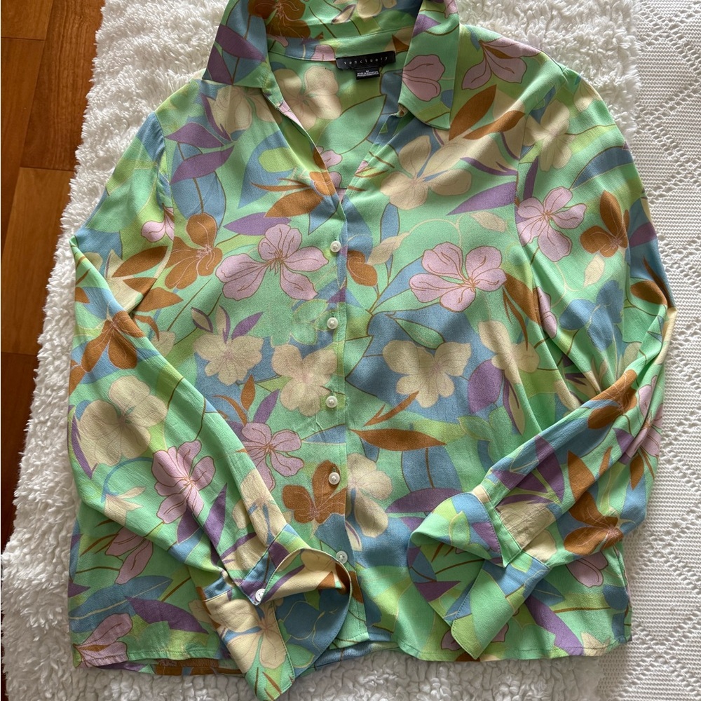 Sanctuary Pastel Floral Button-Down Shirt